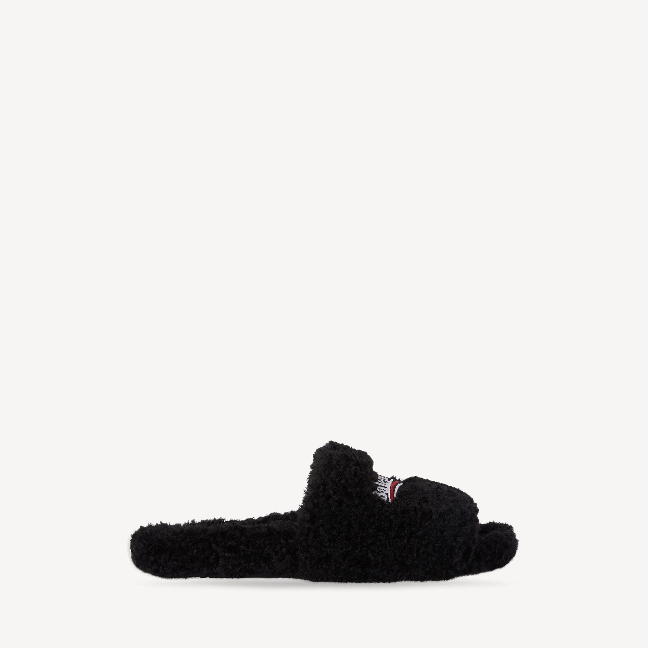 Fur Black Balenciaga Slides